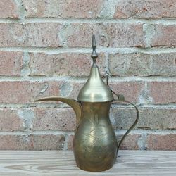 Vintage Brass Etched Dallah