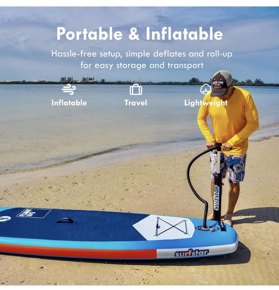 Inflatable Paddle Board, Stand Up Paddle Boards for Adults, 10’6’’x33’’x6” Paddleboard Lightweight SUP with Premium Ankle Leash, Floating Paddle, Dual