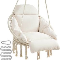 New Hanging Chair, Hammock Chair, Thick Cushion, Boho Swing Chair, Cream White