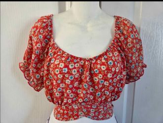 Women's red floral top