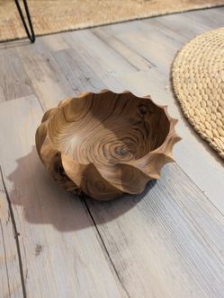Geometric handmade wooden bowl