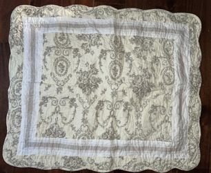 Westone 100%Cotton French Toile Ivory, Brown 2 Scallop Quilted Standard Shams. 