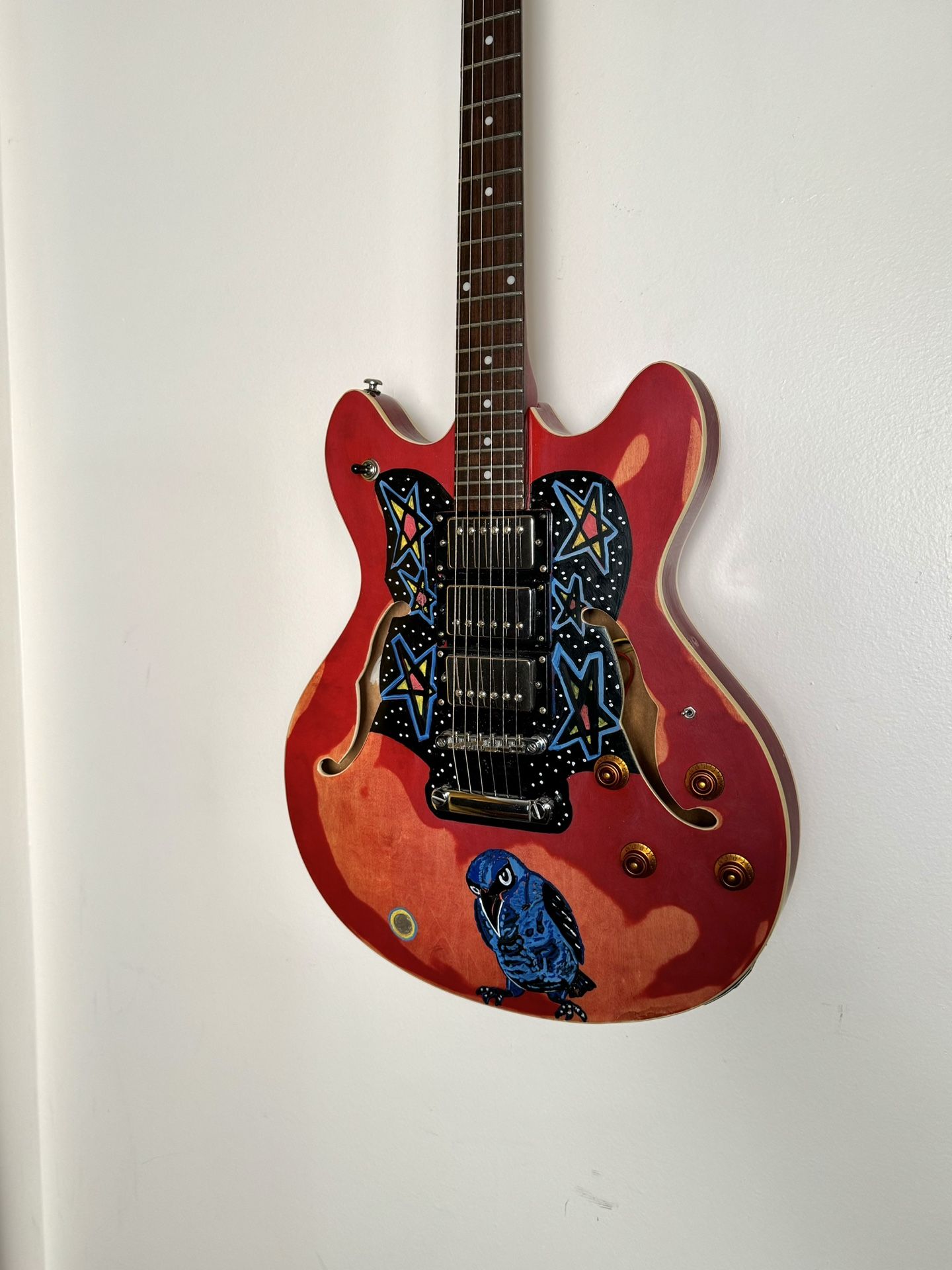 Unbranded Semi Hollow Guitar With Custom Paint Job