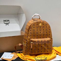 Tan Mcm Backpack Box Receipt Cards