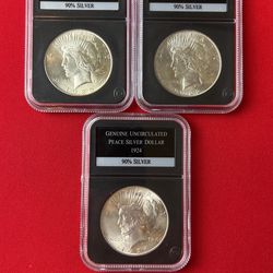 1922, 24,25 Peace Silver Dollar Uncirculated 
