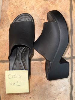 Crocs Black Heeled Slide Sandals Size 9