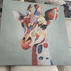 Large 3d Giraffe Canvas Painting. 