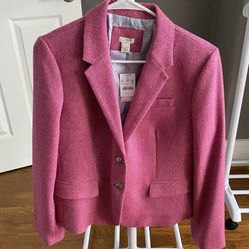 NWT J.CREW Pink Herringbone Blazer 14