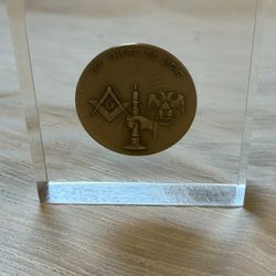 *GOLD TONE MASONIC MEDALLION, POCKET COIN - 169TH SUPREME COUNCIL, 1969