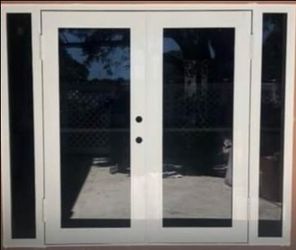 White French Double Door with Sidelights