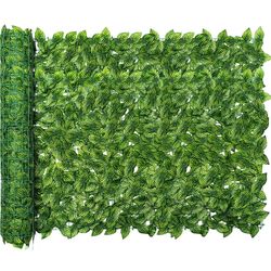 Artificial Ivy Privacy Fence Screen, 39.4x118 Inch Artificial Faux Ivy Hedge, Expandable Faux Privacy Fence with 80 pcs Zip Ties Decoration for O