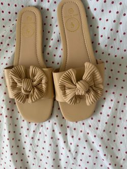 Nude Bow Slide Sandals Size 39