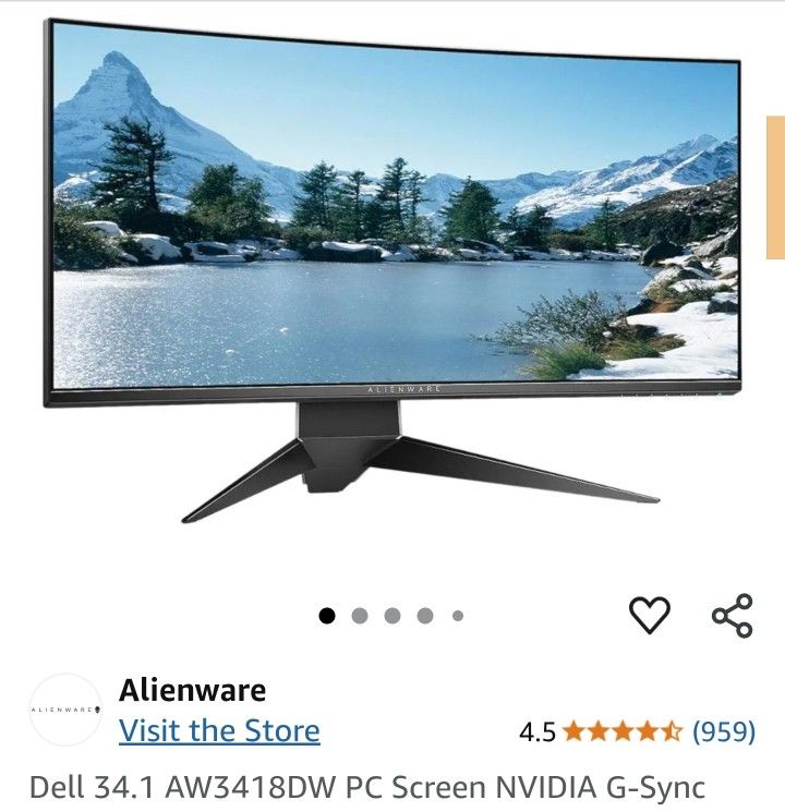 Dell Alienware 34 Inch ultrawide Gaming Monitor, Mint Condition
