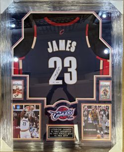 LeBron James Signed, UDA and PSA Dual-Authenticated, Deluxe-Framed Jersey