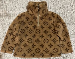 Girl’s 12-18 months faux fur monogram pullover