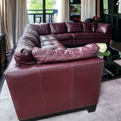 Free Delivery Creative Leather Maroon Sectional Couch 