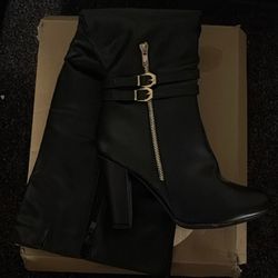 High Heal Over The Knee Black Boots