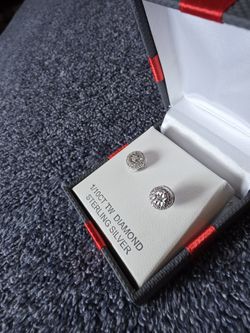 Sterling Silver Diamond Stud Earrings