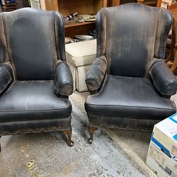 Nice Leather Wingback Chairs 125.00 Each