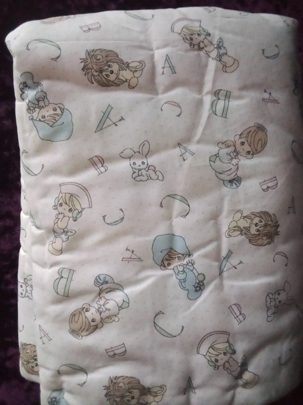 Precious Moment Baby Blanket Reversible Sides