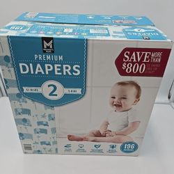 Member’s Mark Premium Baby Diapers – Size 2 (196 Count) | Brand New & Unopened