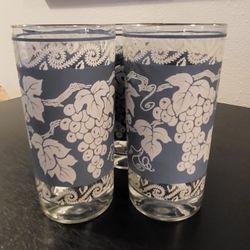 Vintage Hazel Atlas Highball White Grapes Glasses 