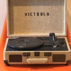 Victrola Journey+ Record Player with Built In Speakers and Bluetooth Connectivity (Linen Fabric)