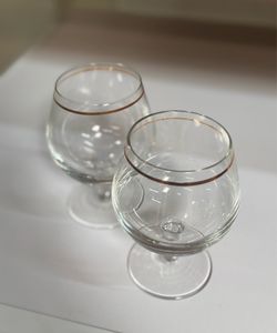 Set of 6 Gold Rim Brandy Snifter Glasses / Cognac Glasses | $20
