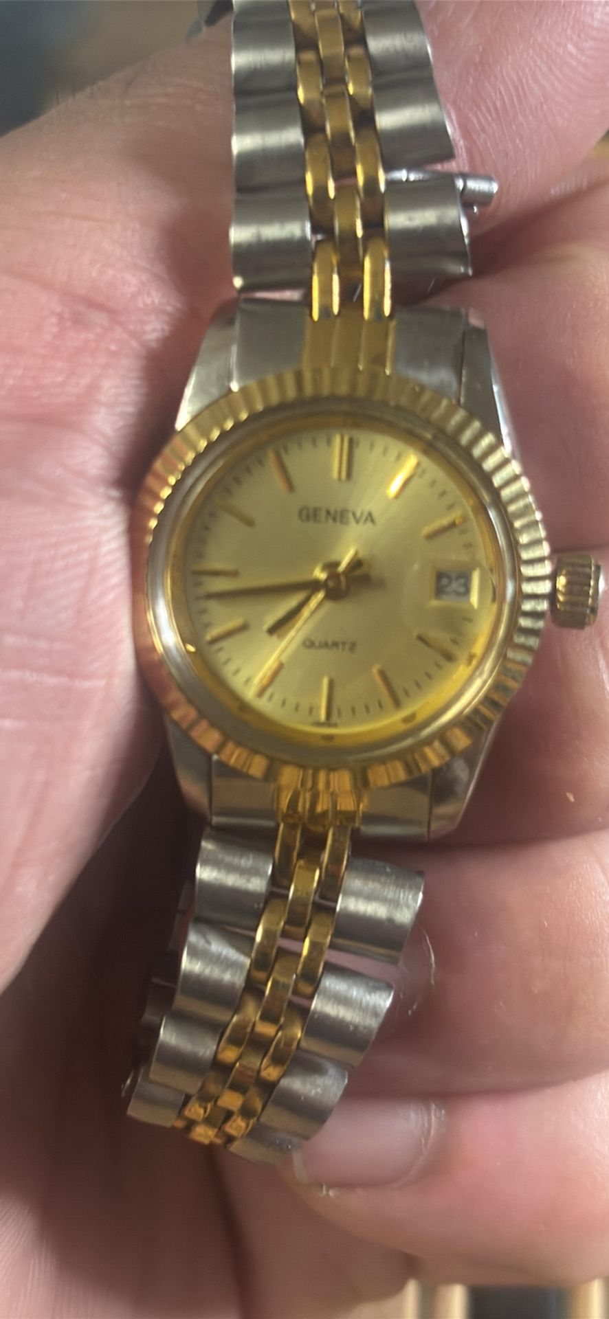 Vintage Geneva Quartz Gold and Silver Tone Women's Wristwatch