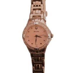 Bulova Ladies Pink And Diamond Wristwatch 