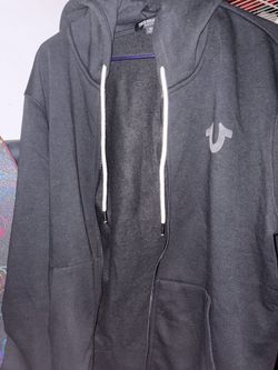 True Religion World Tour grey on black zip up hoodie