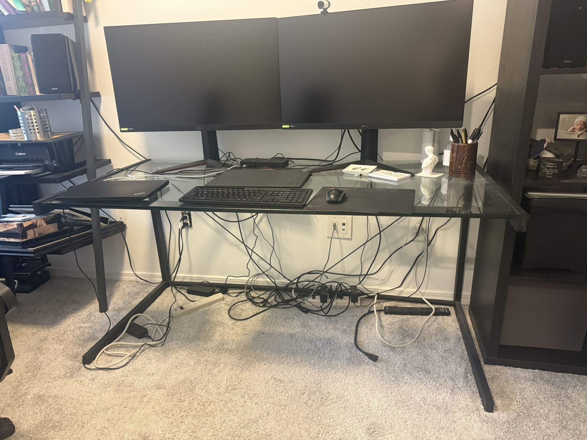 Dania furniture rod iron glass top desk