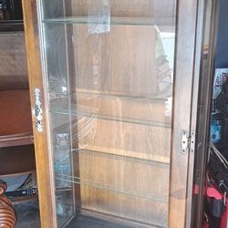 Curio With Glass Shelves And Light