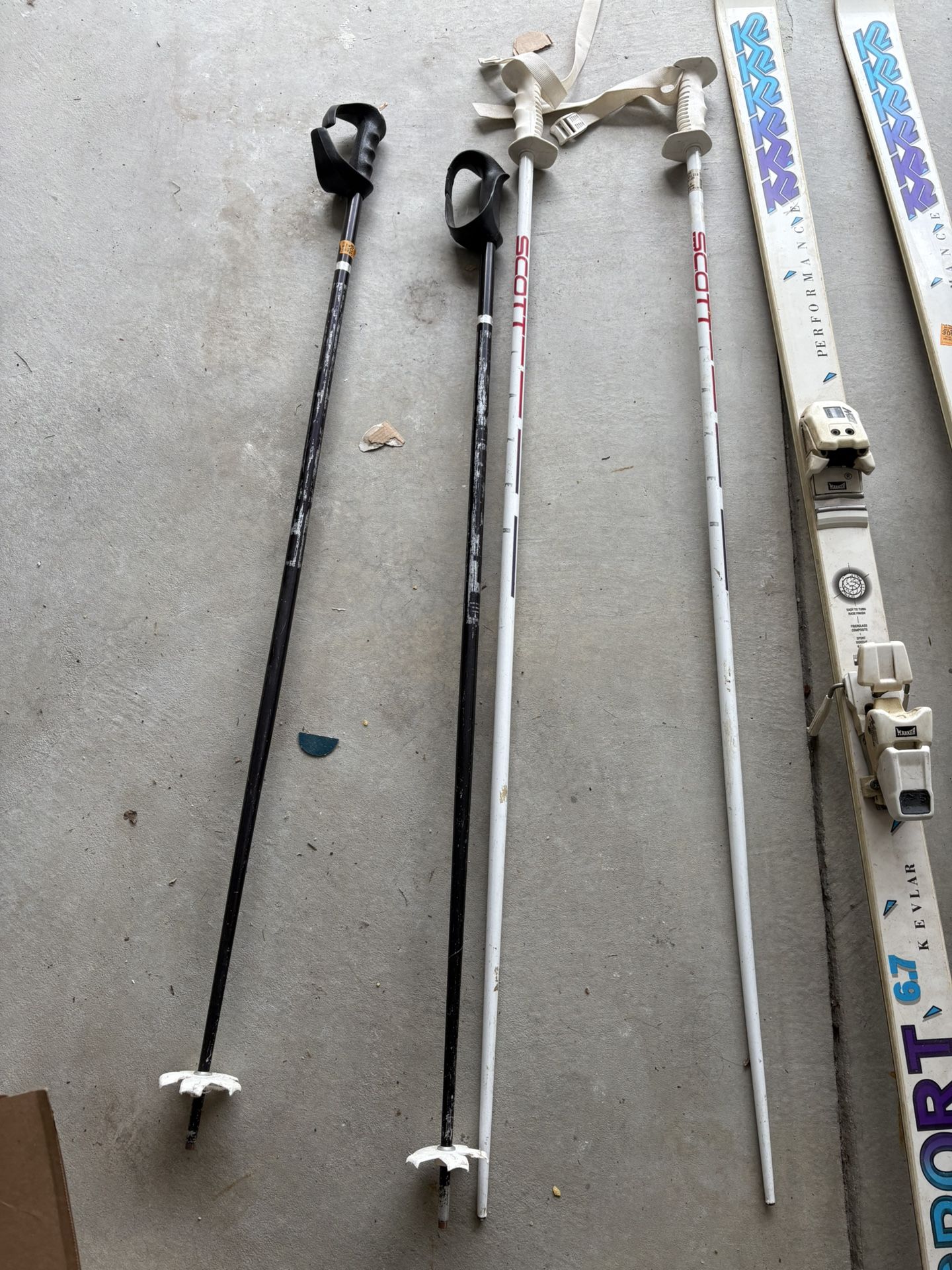 3 Pairs Of Skis And 2 Sets Of Poles All Used