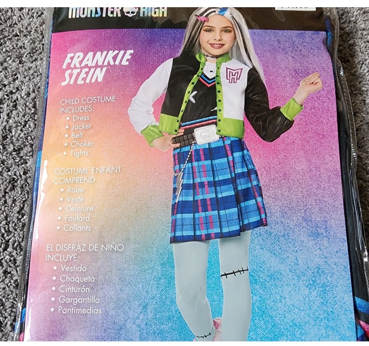 Kids Monster High™ Frankie Stein Multicolored Costume – Size 7/8