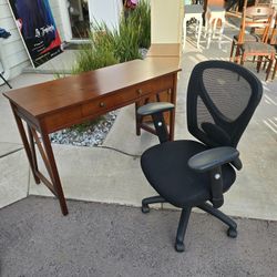 Classic One-Drawer Desk in a rich tobacco brown, antique tobacco finish