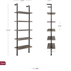 Walnut Stain 5-shelf Book Shelf