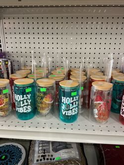 Christmas Glass Tumblers with Bamboo Lids and Straws