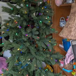 6 Foot Lighted Christmas Tree With Homemade Wood Base