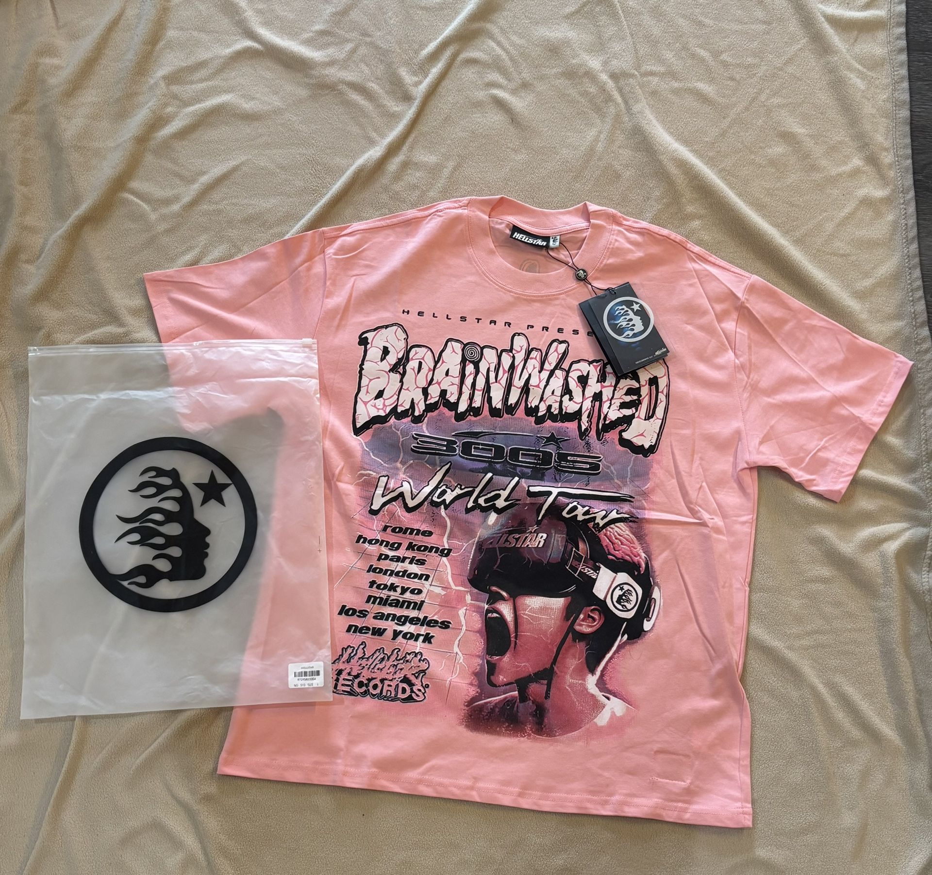 Hellstar Brainwashed T-Shirt Size Large NFC Tag