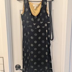 Moulinette Soeurs Black and Grey Polka Dot Midi Dress