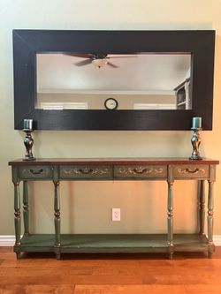 Accent Table, Mirror, Candle Stands