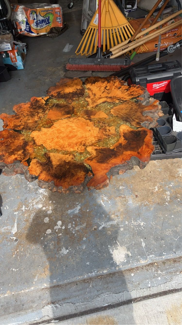 Tree Trunk Mineral Table