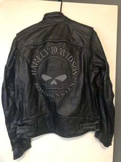 Harley Davidson Reflective Willie G Skull Black Leather Jacket