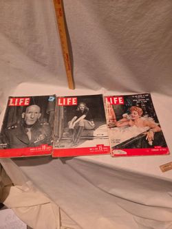 "Life" Magazine lot of 3 vintage 1945,1947 & 1955