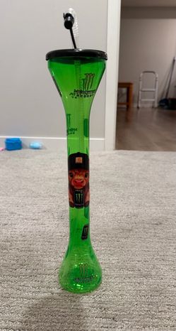 Monster Energy Green Novelty Yard Glass Cup with Straw