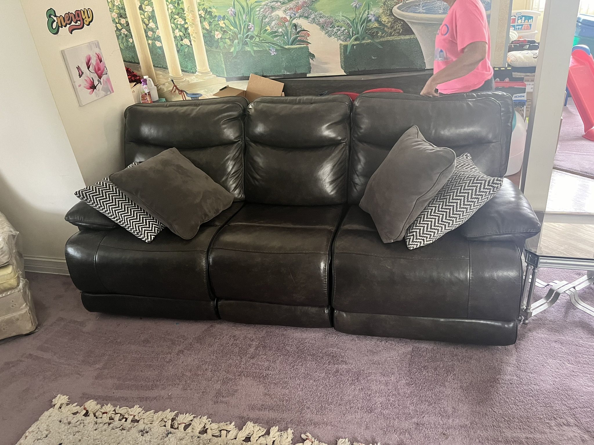 Leather Electric Reclining sofa