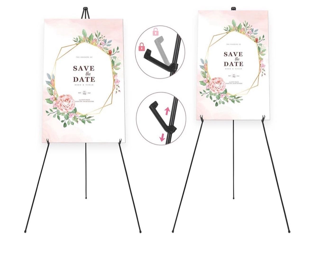 Easel Stands, 2 Pack, Black Foldable Easel Stands