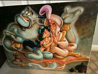 28"x22" Rare! Disney Aladdin and Jasmine