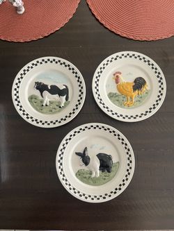 3 piece Animal Ceramic Wall hanging Plates